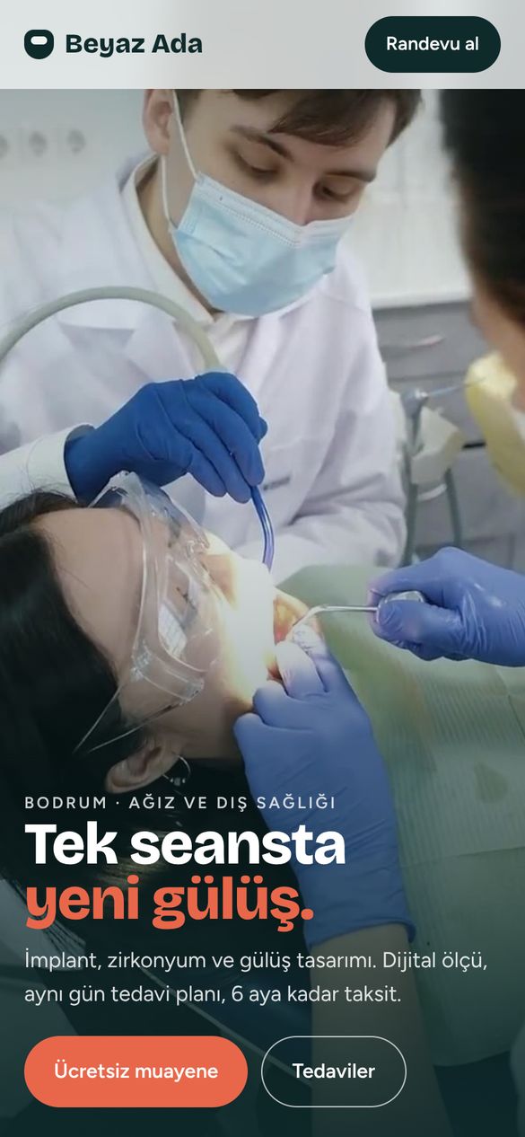 Beyaz Ada · Diş kliniği demosu